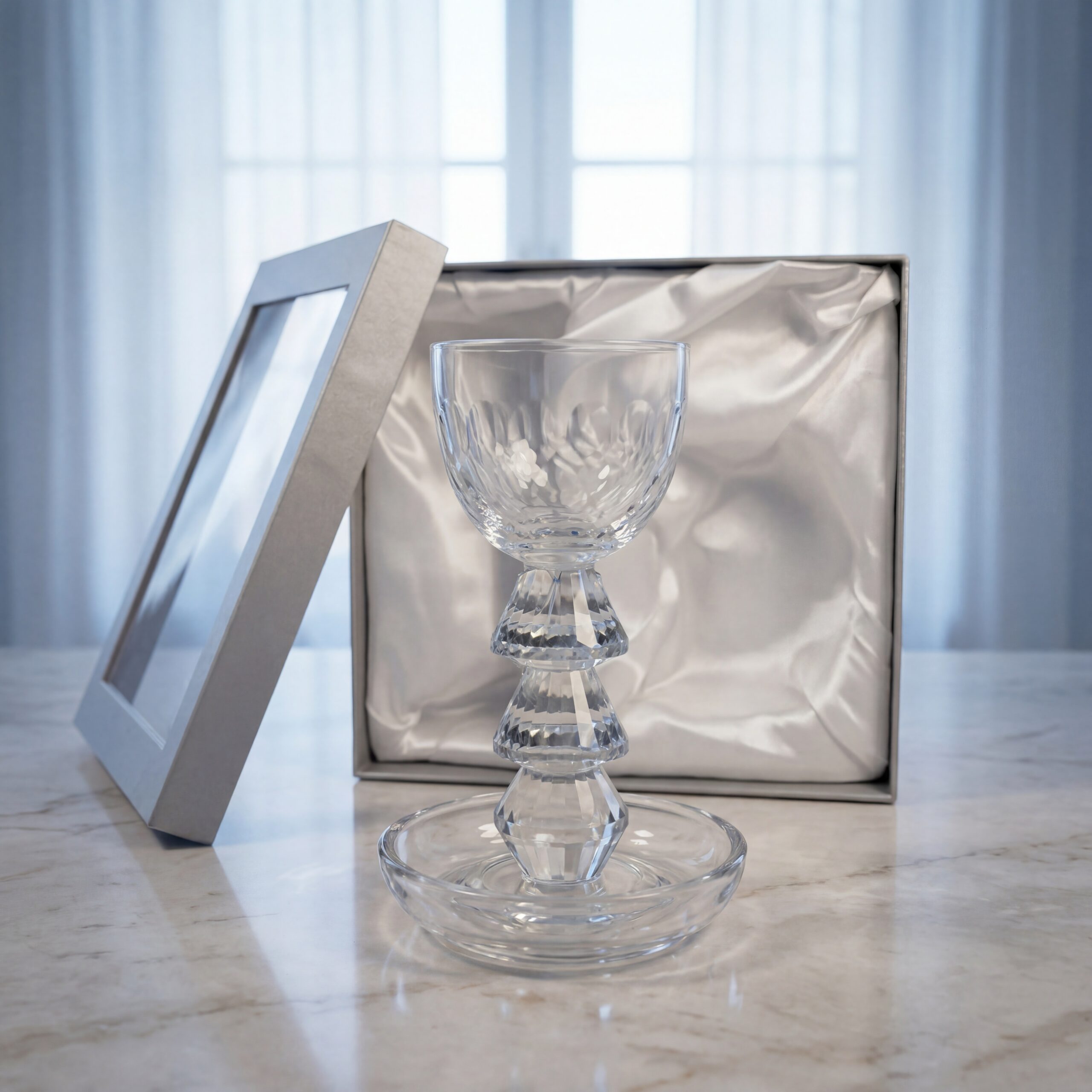 כוס קידוש קריסטל על רגל – גבוהה | גובה 18 ס״מ | קוטר 13 ס״מ – תמונה 2