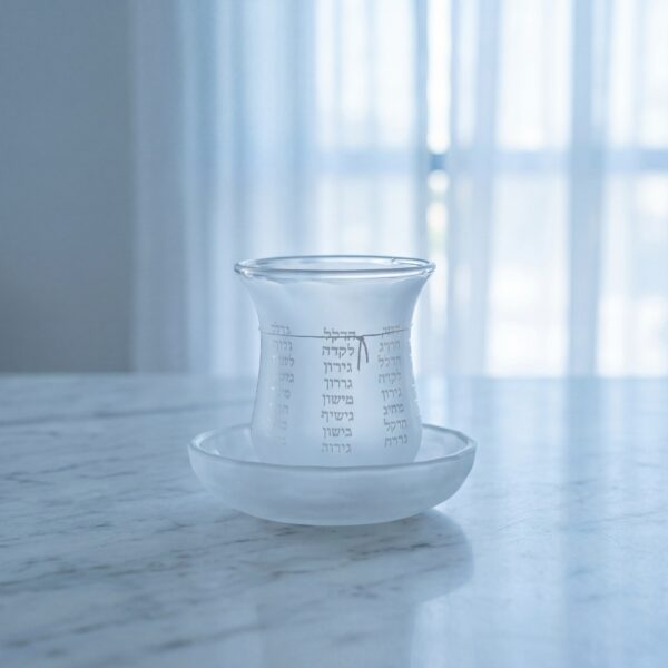 כוס קידוש חלבית "נהרות" | 15 ס״מ × 8 ס״מ