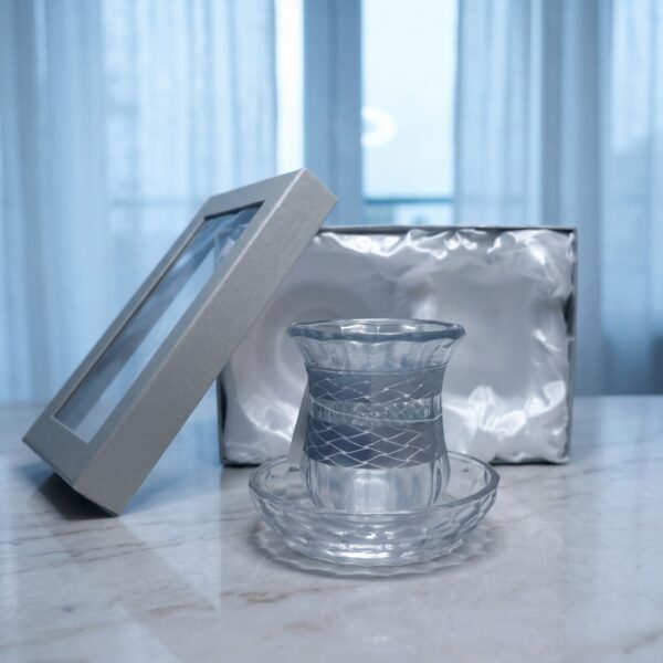 כוס קידוש שקופה – בורא פרי הגפן | גובה 10 ס״מ | קוטר 11 ס״מ