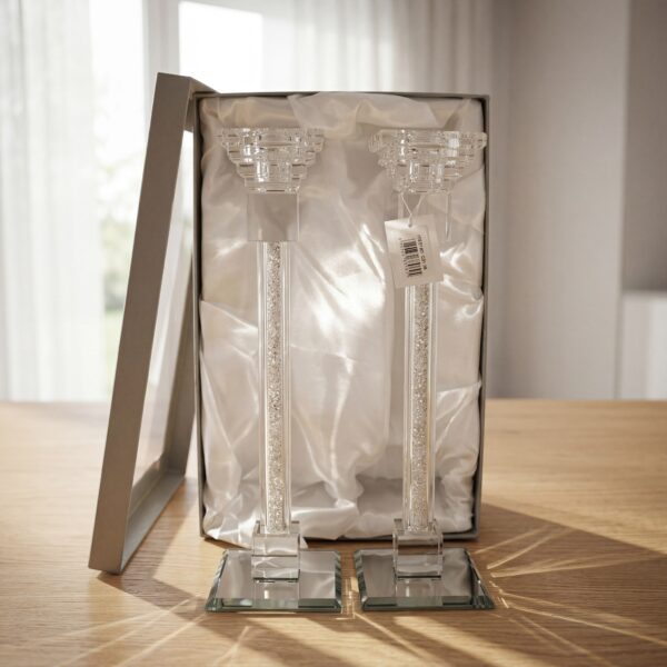 פמוט קריסטל גבוה פנינה | 29 ס״מ × 6 ס״מ