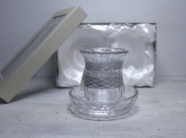 כוס קידוש שקופה – בורא פרי הגפן | גובה 10 ס״מ | קוטר 11 ס״מ