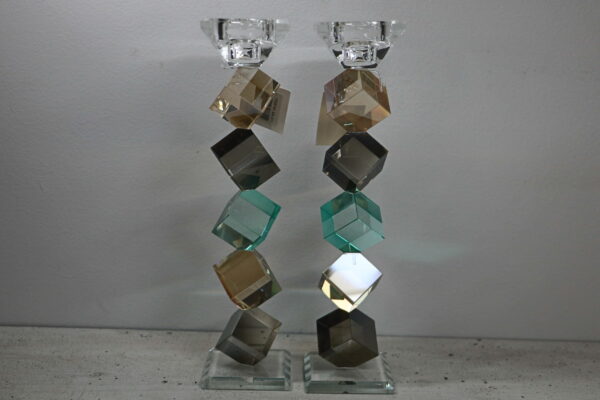 פמוט ריבועים צבעוני גבוה | 25 ס״מ × 6 ס״מ