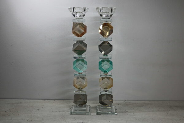 פמוט ריבועים צבעוני גיאומטרי גבוה | 30 ס״מ × 6 ס״מ