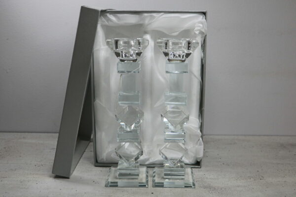 פמוט ריבועים שקוף בינוני | 21 ס״מ × 6 ס״מ